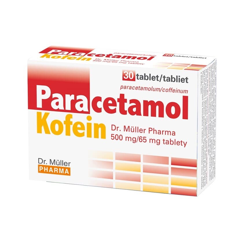 Obrázek produktu Paracetamol/Kofein DR. MÜLLER 500mg/65mg neobalené tablety 30 ks